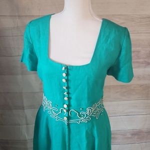 SOLD 🦋 Vintage Seafoam Linen Maxi Dress